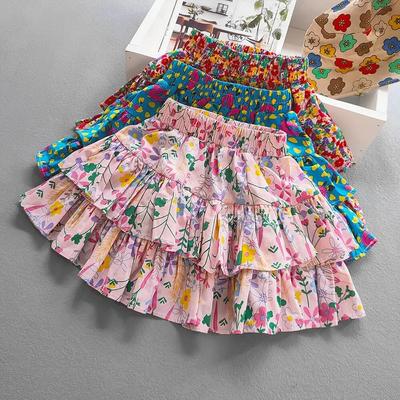 Blumendruck Kinder Mädchen Kuchen Röcke für Kinder Sommer Tutu Ballkleid Rock Baumwolle Kleinkind Kostüm
