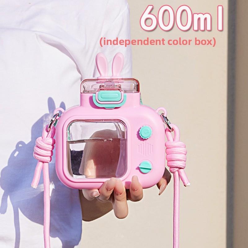 Cartoon Plastic Water Cup With Straw For Kids Outdoor Use Gift For Children