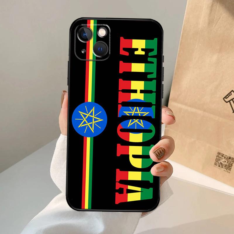 Ethiopia Flag Case For iPhone 16 15 14 13 11 12 Pro Max XS X XR Plus Back Cover For iPhone 16 15 14 12 13 Mini