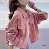 Women's Retro Washed Cotton Denim Jacket - Autumn 2026 Korean Style