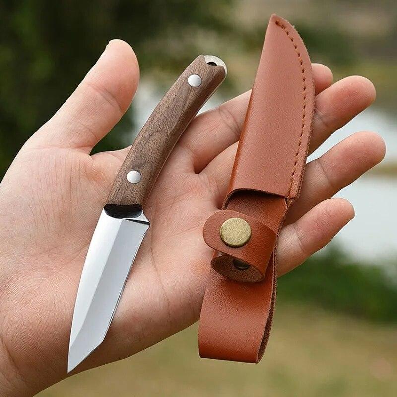 Nerezový nůž na ovoce s pouzdrem Kuchyňský nůž na zeleninu Dřevěná rukojeť Loupací nůž Venkovní přenosný kemping