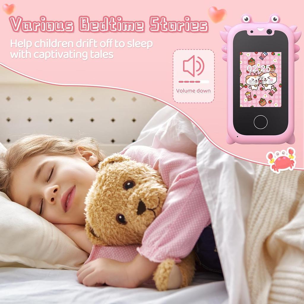 Smart Phone für Mädchen, Kleinkindspielzeug für 3-10 Jahre, Touchscreen HD Dual-Kamera Kinderspielzeug Telefon mit Musikplayer, Spielen, 16GB SD-Karte, Weihnachten Geburtstag