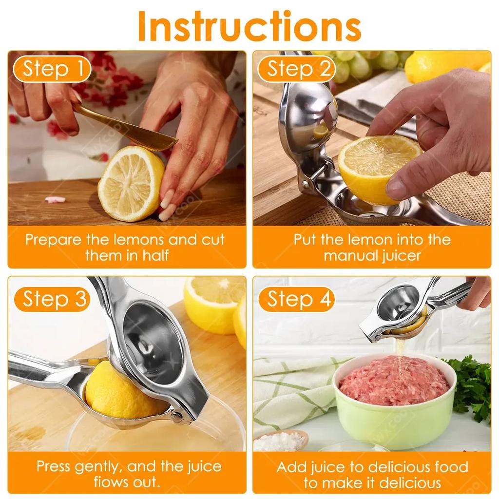 1pc Stainless Steel Lemon Squeezer Handheld Lemon Lime Orange Squeezer Citrus Juicer Lemon Fruit Pressing Lemon Juice Squeezer