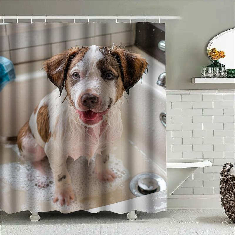 Entzückender Hunde-Print Duschvorhang Wasserdicht Langlebig Perfekte Dekoration Für Badezimmerwände Größe: 72 x 84 Zoll (183X213 Cm)