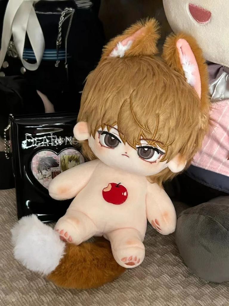 Yagami Light 20cm Cotton Stuffed Doll Toys with Cat Ears Cute Plush Puppet Animation Death Kira Gift Dolls for Kids Adults