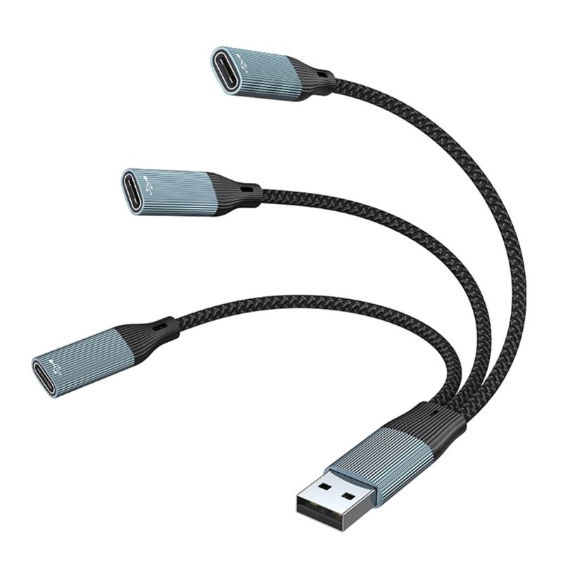 2/3 in 1 USB Y Splitter Cable USB Power Splitter Cable USB Male to Type C Female Splitter Cable Charging Data Transfer
