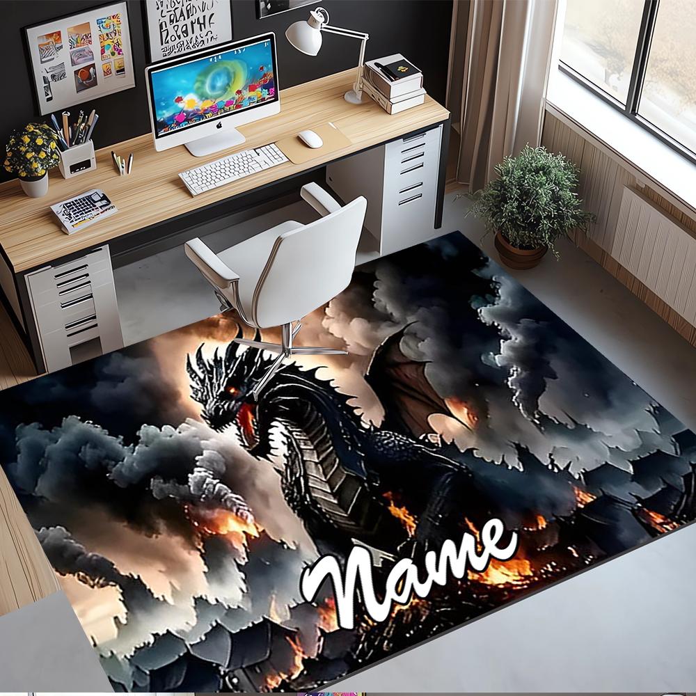 Custom Name Dragon Printed Carpet,Rug for Office Chair Living Room Bedroom Kitchen Room Decor Gifts.