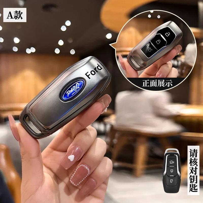 New 2026 Car Sticker For Ford TPU Car Key Case Cover for Ford ST Line Fiesta Focus Fiesta Mondeo Ecosport Kuga Edge Escape Metal
