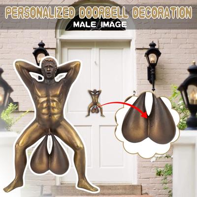 Funny Knocking Ornaments,Doorbell Sounding Funny Door Decoration Resin Pendant