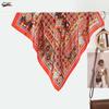 70CM Retro Ethnic Style Faux Silk Scarf for Women: Small Neck Scarf, Sun Protection, Travel Accessory
