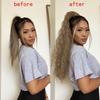 Lockiges langes Pferdeschwanz-Synthetik-Haarteil zum Aufwickeln, Clip-Haarverlängerungen, Ombre-Braun-Pferdeschwanz, blondes Haar