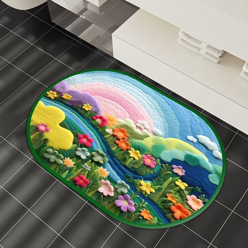 Ins Wind 3D Rainbow Diatom Mud Floor Mat Shower Room Water-Absorbing Quick-Drying Floor Mat Household Non-Slip And Dirt-Resistant Bathroom Floor Mat
