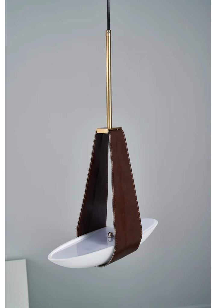 Nordic LED Pendant Light: Creative Designer Leather & Glass for Living Room or Bedroom.