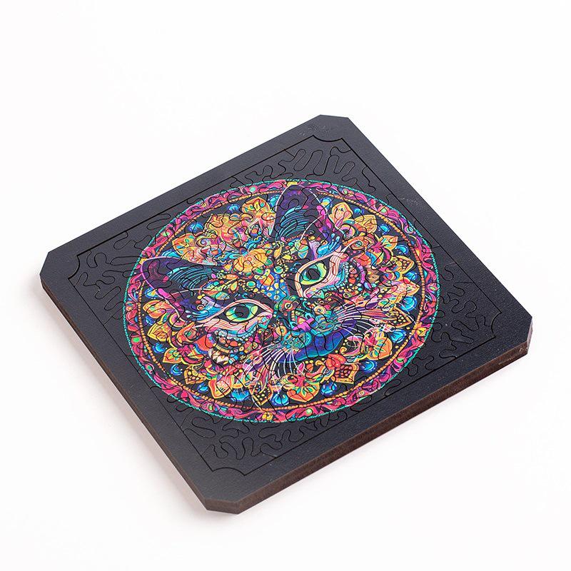 

Alien Jigsaw: Black Cat & Mandara | Creative Wooden Ornament & Educational Gift