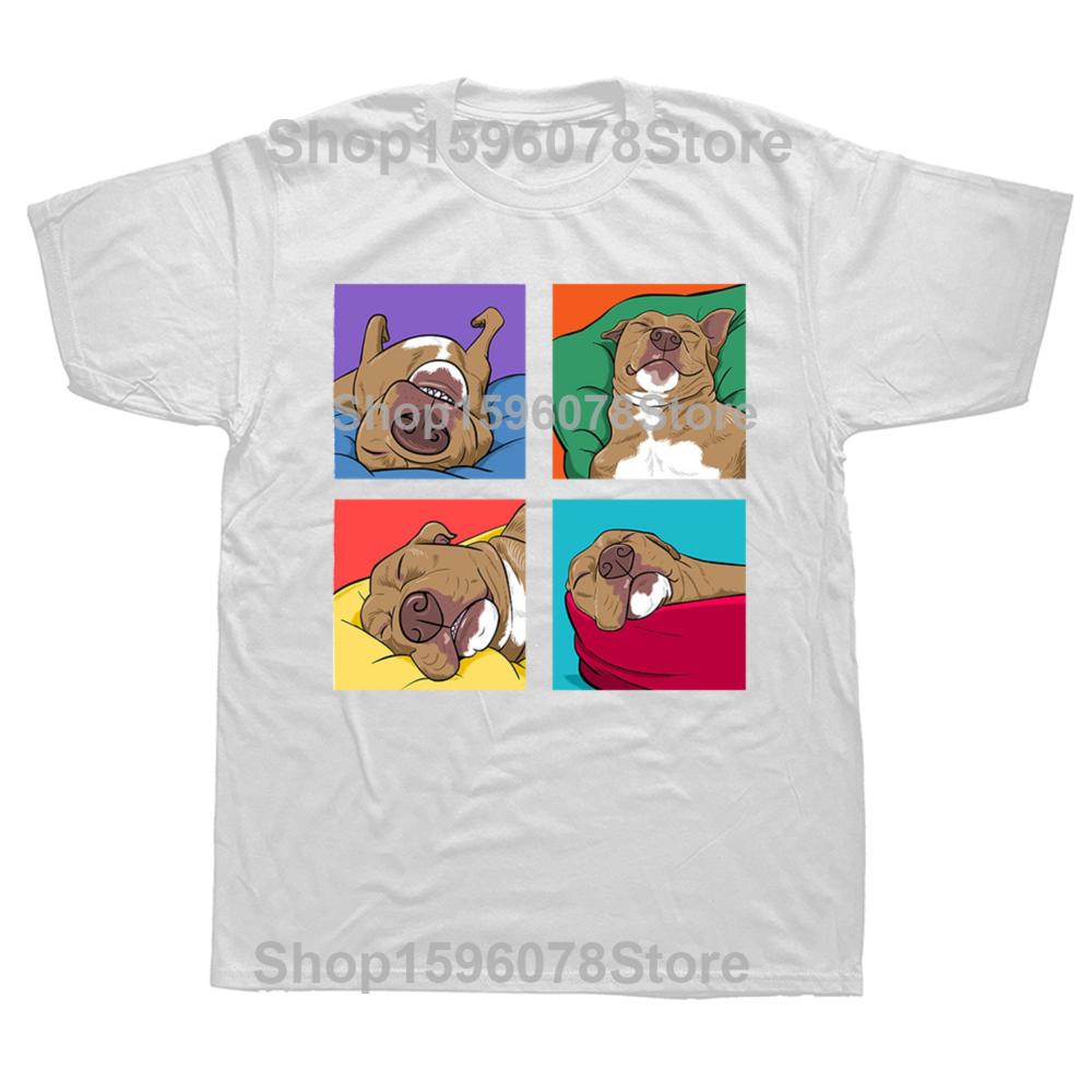 Funny Pitbull Lazy Gift for Dog Love T Shirts Graphic Cotton Streetwear Short Sleeve Birthday Summer Style T-shirt Mens Clothing