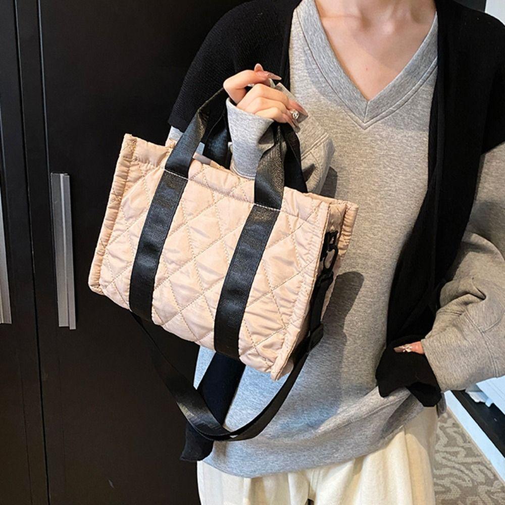 Rhombus Plaid Korean Shoulder Bag Korean Style Small Puffer Bag  Office Worker