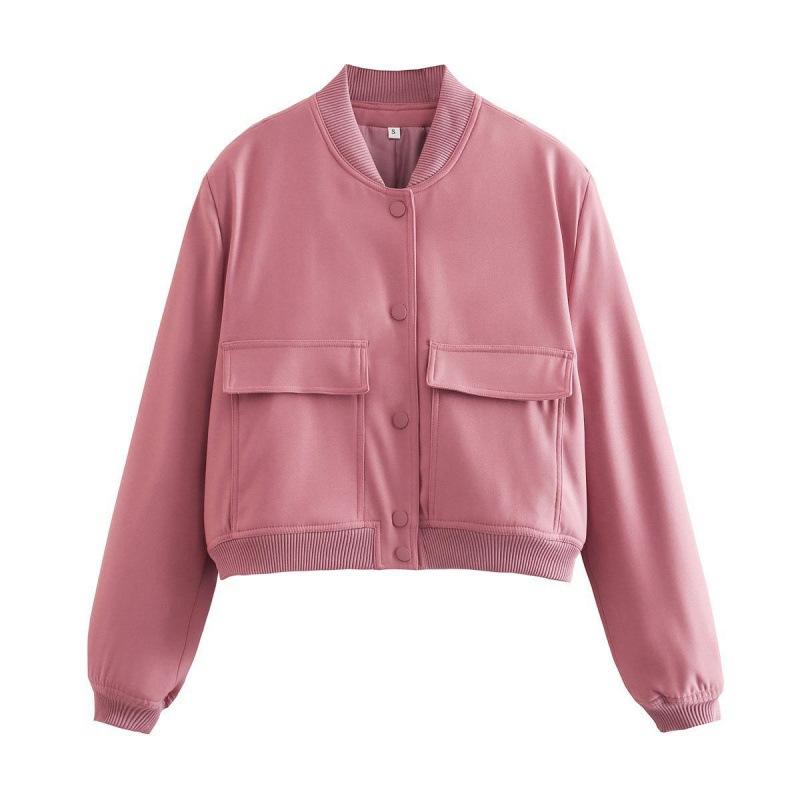 Chaqueta bomber blanca de aviador con botones para mujer, abrigo corto de manga larga, estilo aviador, para otoño e invierno.