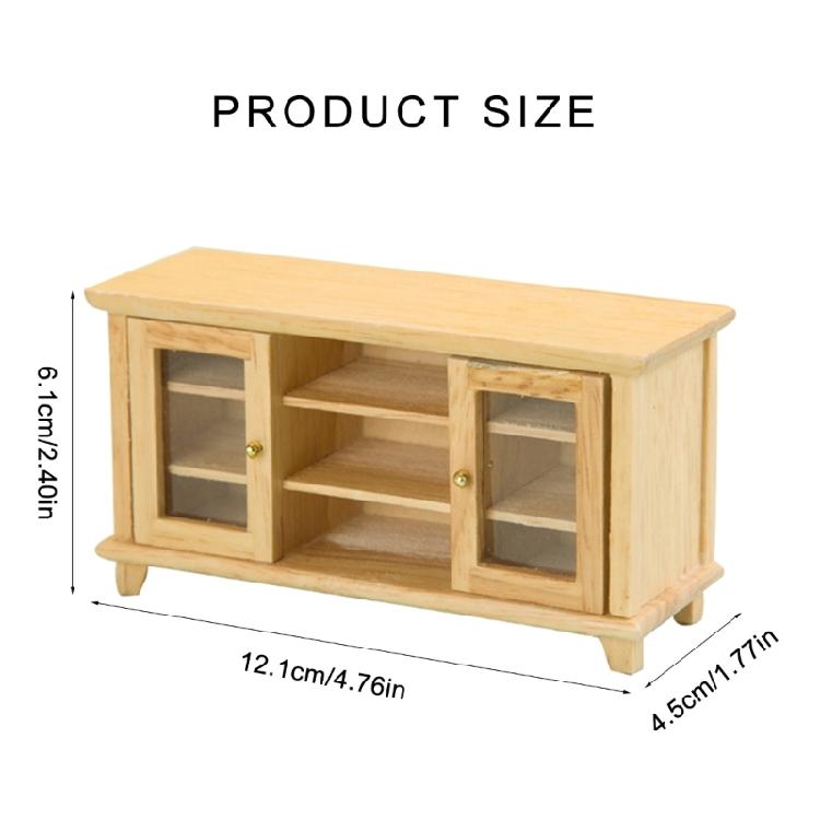 Stylish Kids' Miniature Sturdy Wood TV Cabinet for Dollhouses Realistic Living Room Furniture Playset Accessory