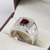 Garnet Emerald Cut Gemstone With 925 Sterling Silver Ring For Men's #B753 JL375692863815