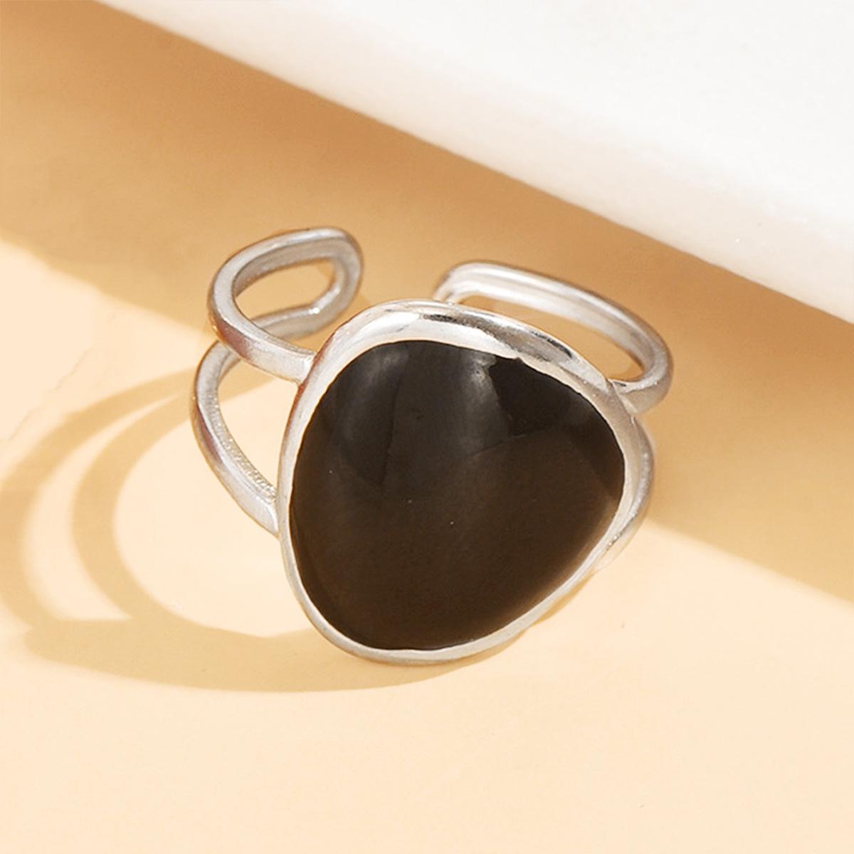 Stainless Steel Retro Geometric Triangle Enamel Ring for Women