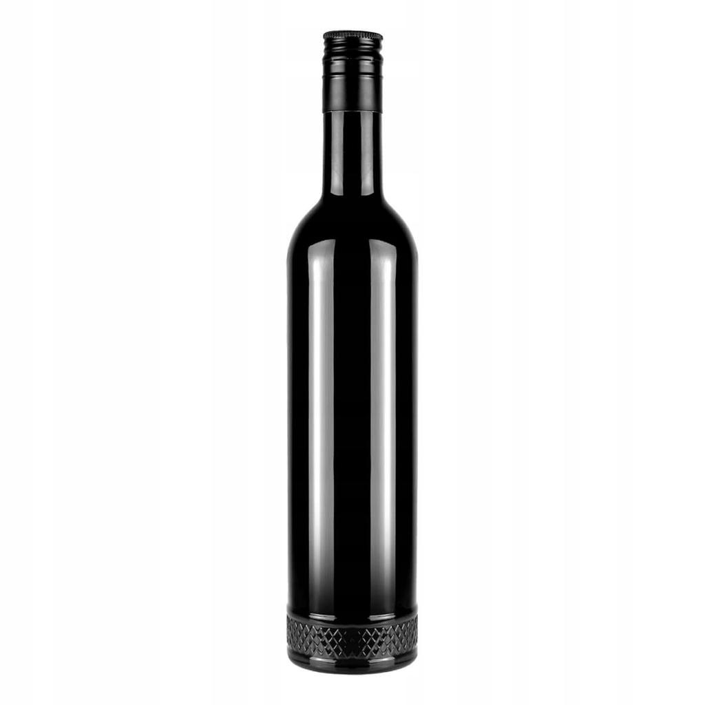 10x Glass Bottles CRYSTAL 500ml BLACK ELEGANT for Alcohol Gift