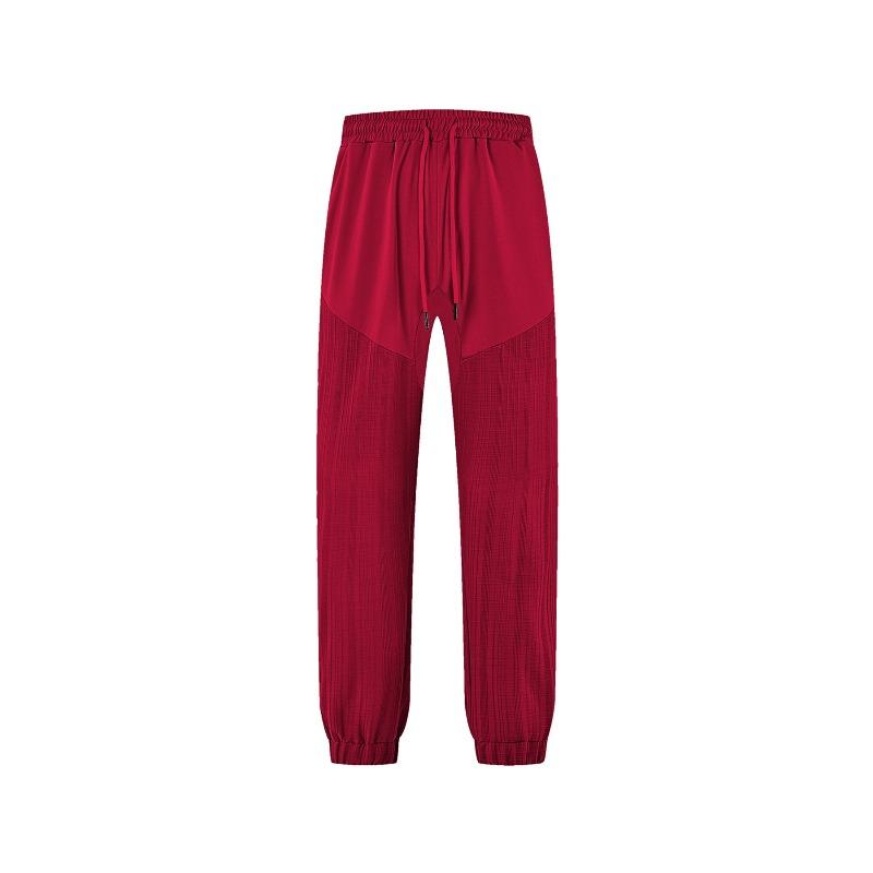 Casual trousers summer simple loose thin imitation hemp sports lace-up splicing men's sweatpants