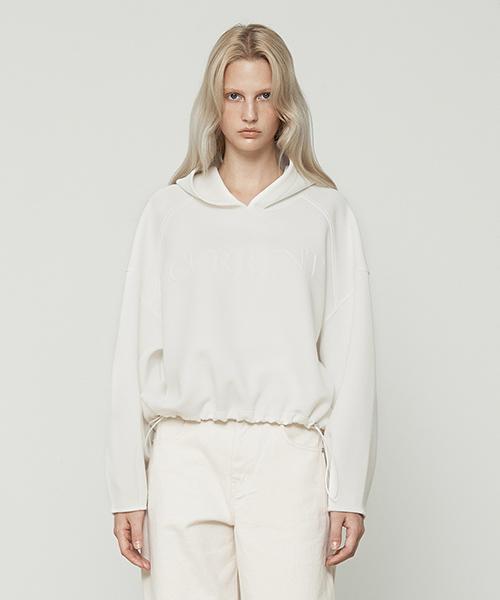Current Neoprene Logo Embossed Hoodie [Ivory] Ivory/S
