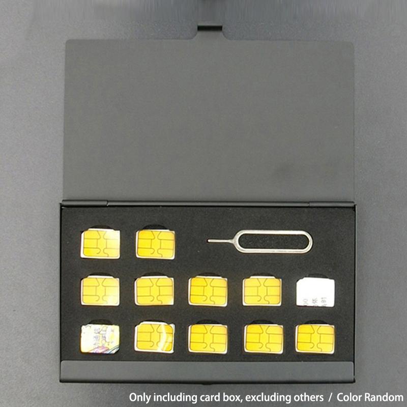 12-Slots-Nano+1-Slot-Card-Pin Aluminum Portable Sim Micro Pin Sim Card Nano Memory Card Storage Box Case Protector Holder