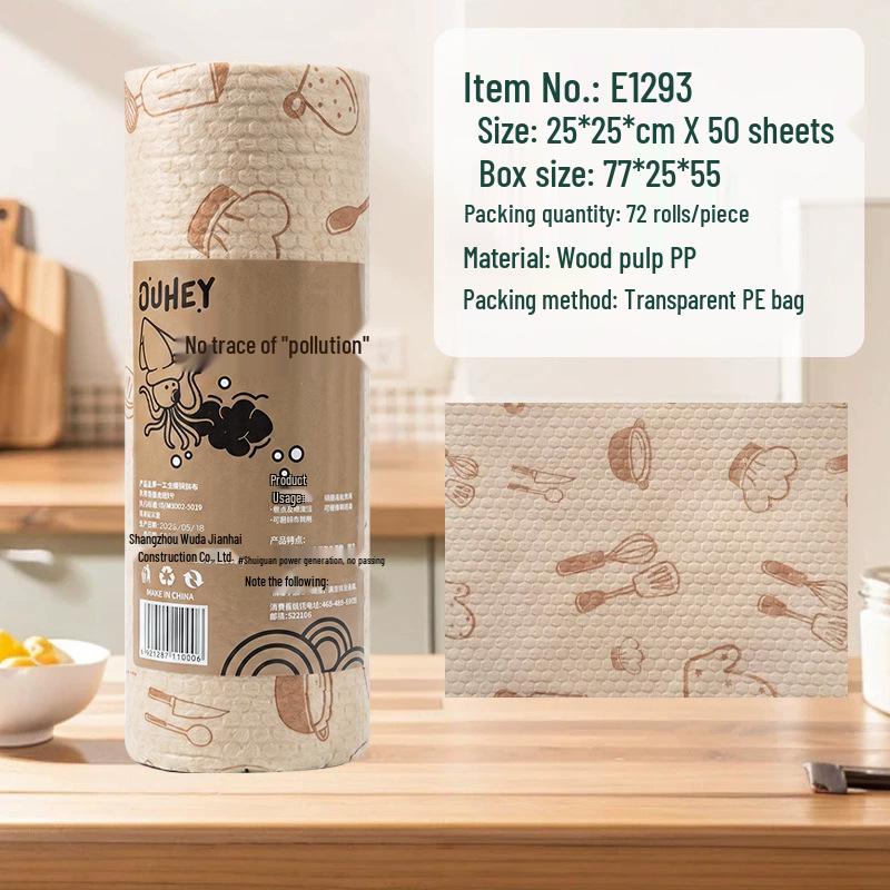 Multi-Functional Disposable Kitchen Cloth: Tear-Off, Wet & Dry, Absorbent Scouring Pad for Easy Cleaning