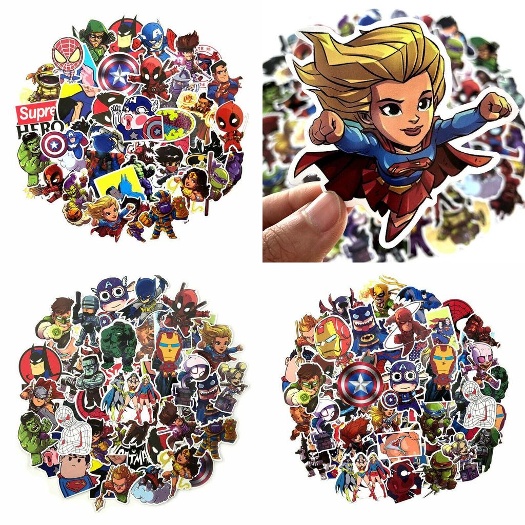100pcs Multicolor Super Hero Stickers For Luggage Laptop Skateboard Bicycle Car