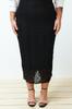 Women's Fashion New Plus Big Size Skirt Black Lace Midi Knitted Skirt