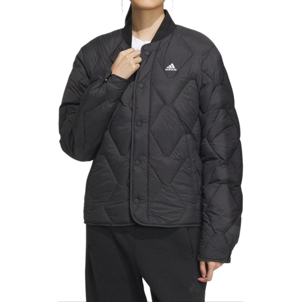 adidas Veste doudoune d'extérieur chaude pour homme, couleur unie, logo, entraînement sportif, décontractée, noir IW0775