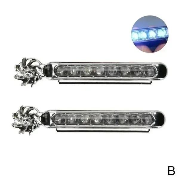 1-2pcs Wind Powered LED Car DayTime Lights Creative Auxiliary Running Lights Rotation Fan Lamp Automobile Day Time Headlights