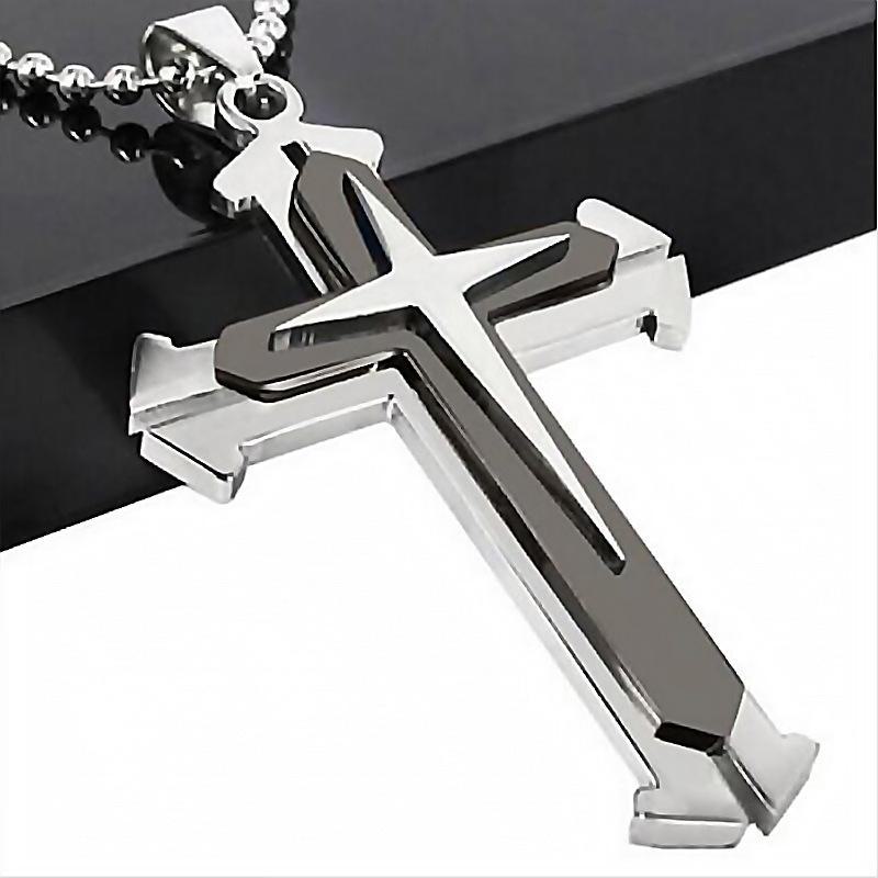 2024 Cross-Border Domineering Men's Necklace - Gold, Black, Silver Oil Drop Cross