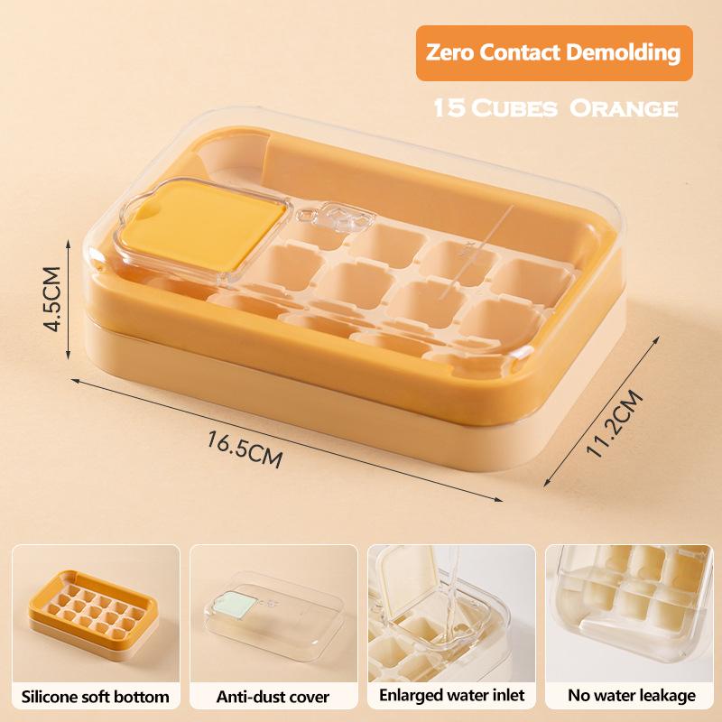

Food-Grade Silicone Ice Cube Tray with Lid Easy Release Press-Type Ice Maker for Freezer Stackable DIY Ice Box for Drinks помаранчевий