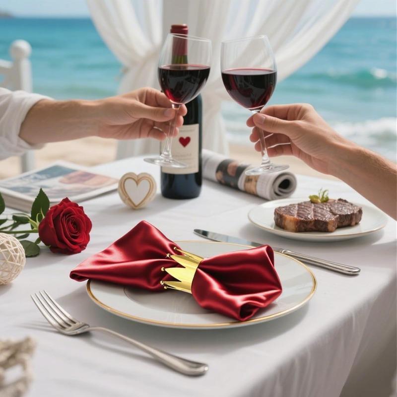 Table Decor Creative Metal Crown Hotel Glossy Bead Napkin Ring Holder Fine Dining Silverware Accessories Elegant Place Setting