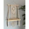 Muizz Macrame Wall Hanging Shelf, Wood & Cotton Rope, Ivory, Handcrafted Home Decor