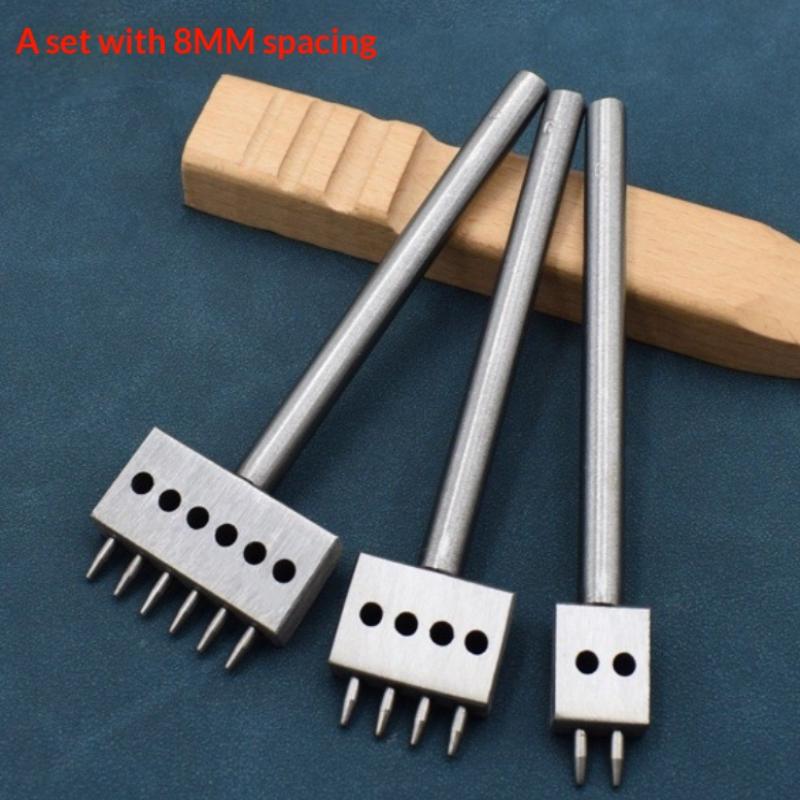 3Pcs Manual Leather Hole Punch Tool Set Round Punch Die Set For DIY Leather Crafting Handmade Leather Working Crafters Kit