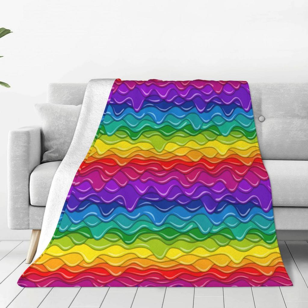 Rainbow Gradient Throw Blanket Colourful Stripe Pattern King Queen Size Super Soft Lightweight Warm for Living Room Couch Sofa