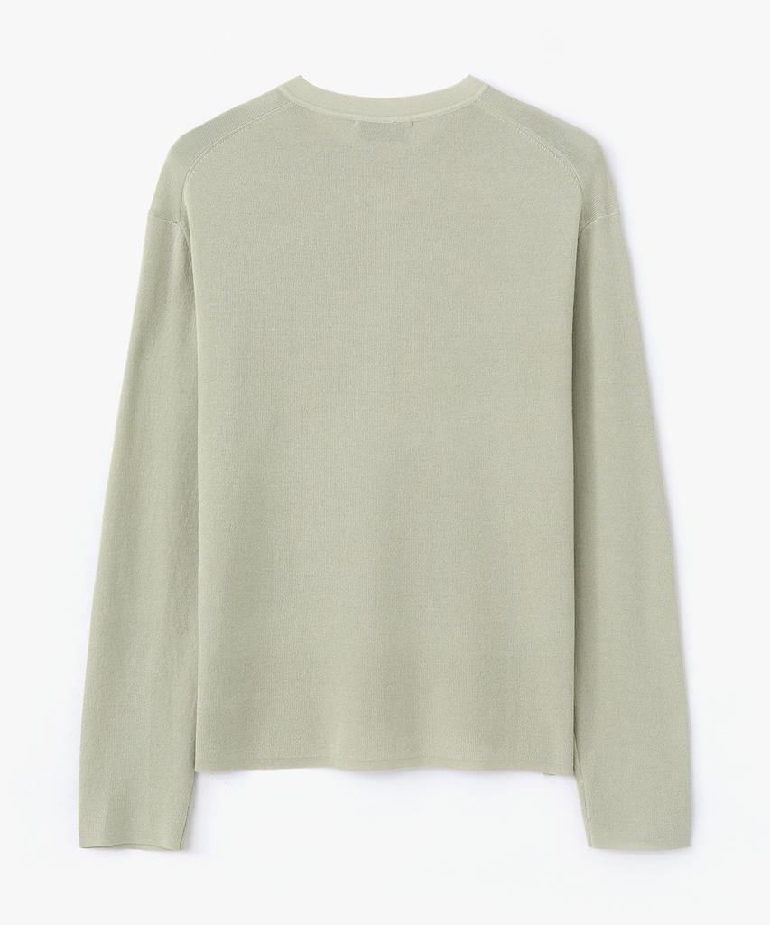 Le Mad Relaxed Henley Neck Long Sleeve Knit - Light Grey