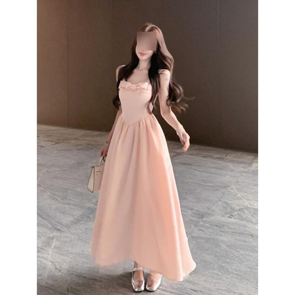 Blue Dress, Beautiful Light Dress, Heavy Work Bow, Princess Skirt, Satin Waist, Birthday Dress, Women's Summer