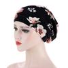Soft Stretch Cotton Muslim Underscarf Cap Floral Pattern Lightweight Breathable Head Covering for Women Slouchy Beanie Chemo Hat