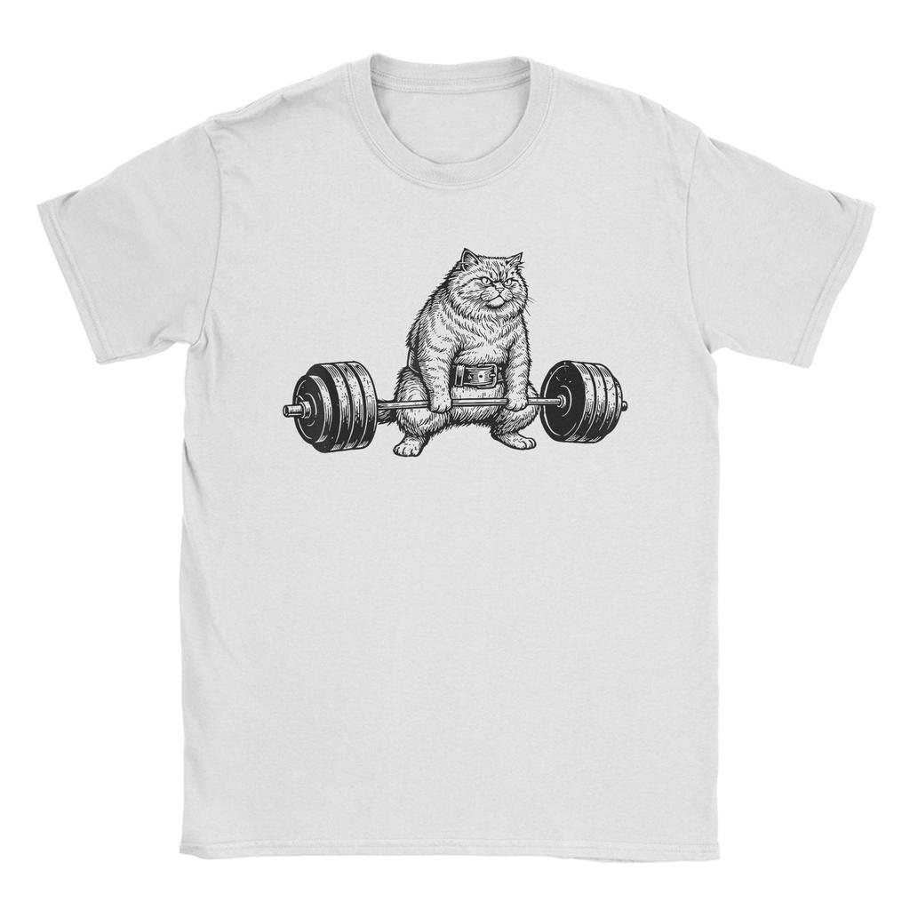 Retro Cat Deadlift Powerlifting TShirt Summer  Cotton TShirts For Men Hip Hop Casual Tee Shirt Short Sleeve Aesthetic Tees
