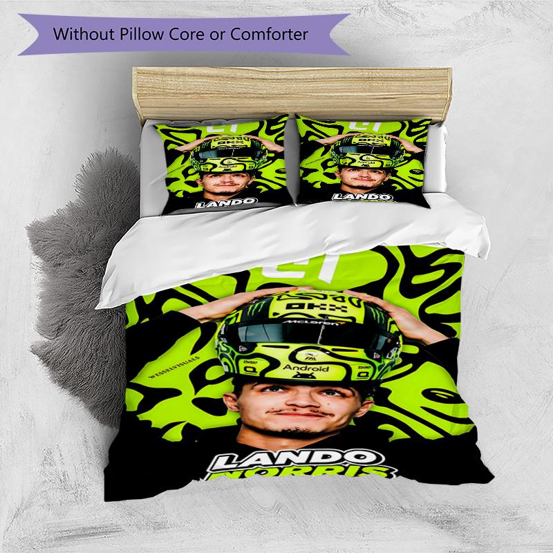 3pcs Landos Norris Racing1 Design Cover Set - HD Printed Bedding with 1 Cover and 2 Pillowcases - Perfect for Home and Dorm Decor
