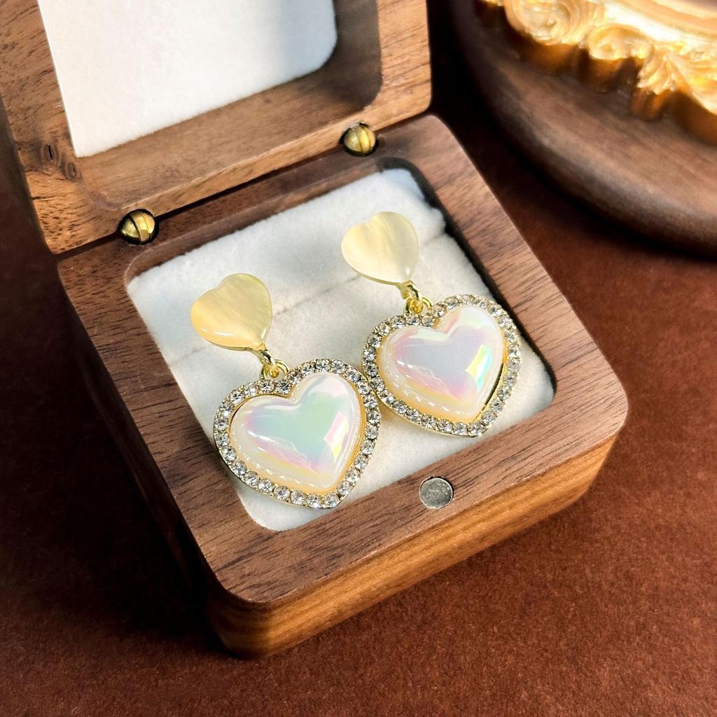 Silbernadel-Diamant-Opal-Ohrringe, modisch, vielseitig, leicht, luxuriös, schlicht und zart, Zirkon-Ohrringe