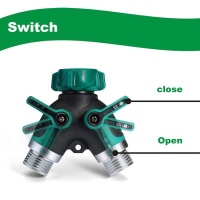 Rozdeľovač záhradnej hadice s uzatváracími ventilmi, 2-cestný, odolný, Y-tvar