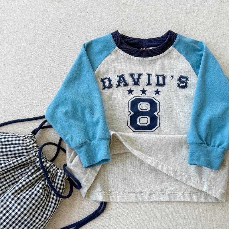 Korean Style Solid Color Round Neck Long Sleeve T Shirt For Toddler Boys Girls