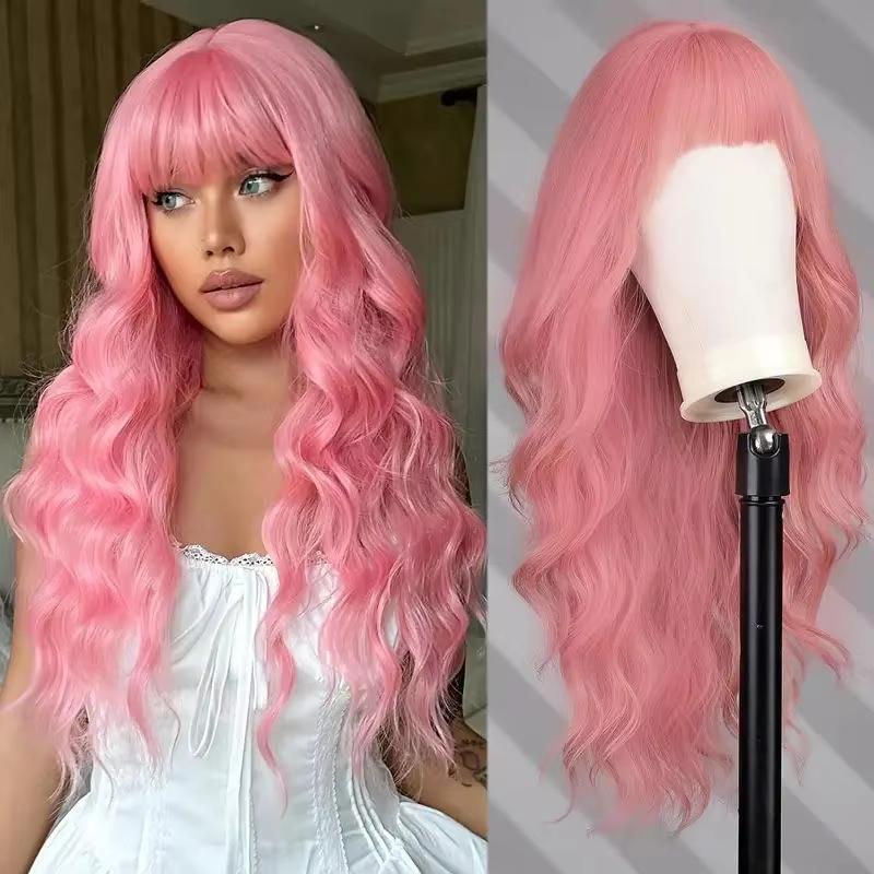 Nieuwe paarse synthetische pruik met grote golven voor feest, Halloween cosplay, dagelijks gebruik, hittebestendig haaraccessoire