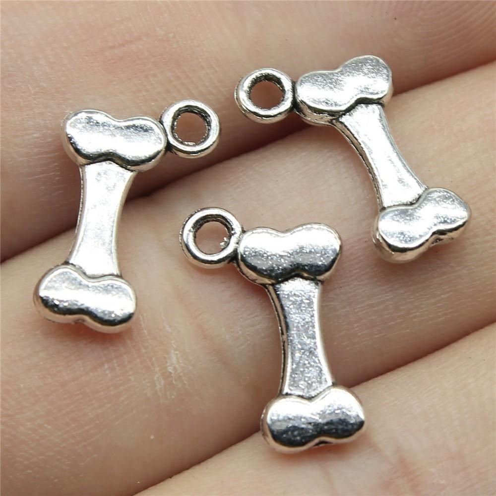 20pcs Bone Pendant Charms Antique Silver Color Bone Charms Jewelry DIY Bone Charms For Bracelet Making