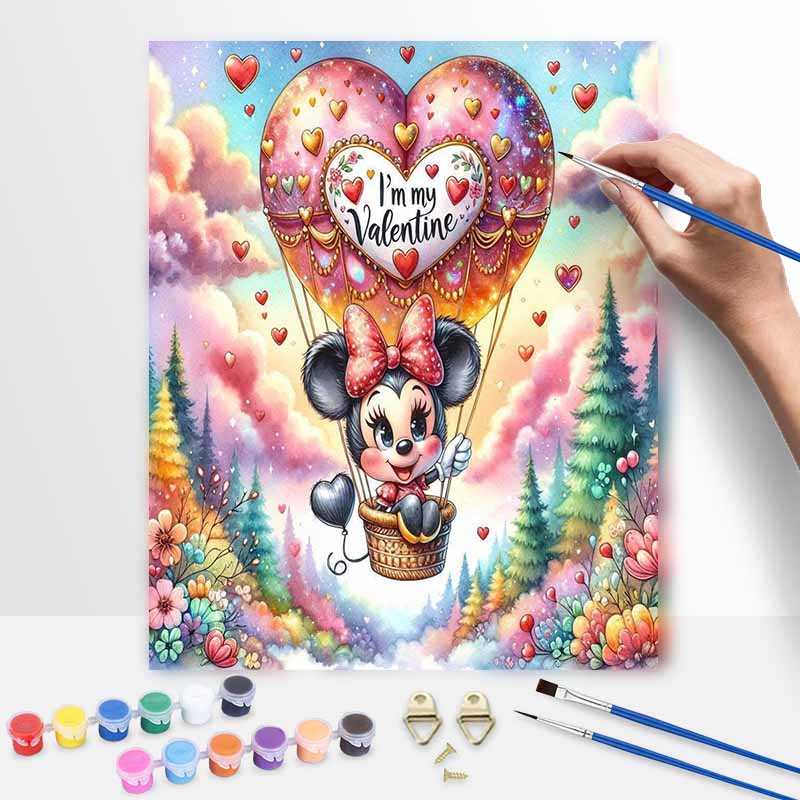 Disney Minnie Valentine Hot Air Balloon Oil Paint Hand Painting Kit Decoration Classic Style Home Decor Romantic Love Gift Art Craft